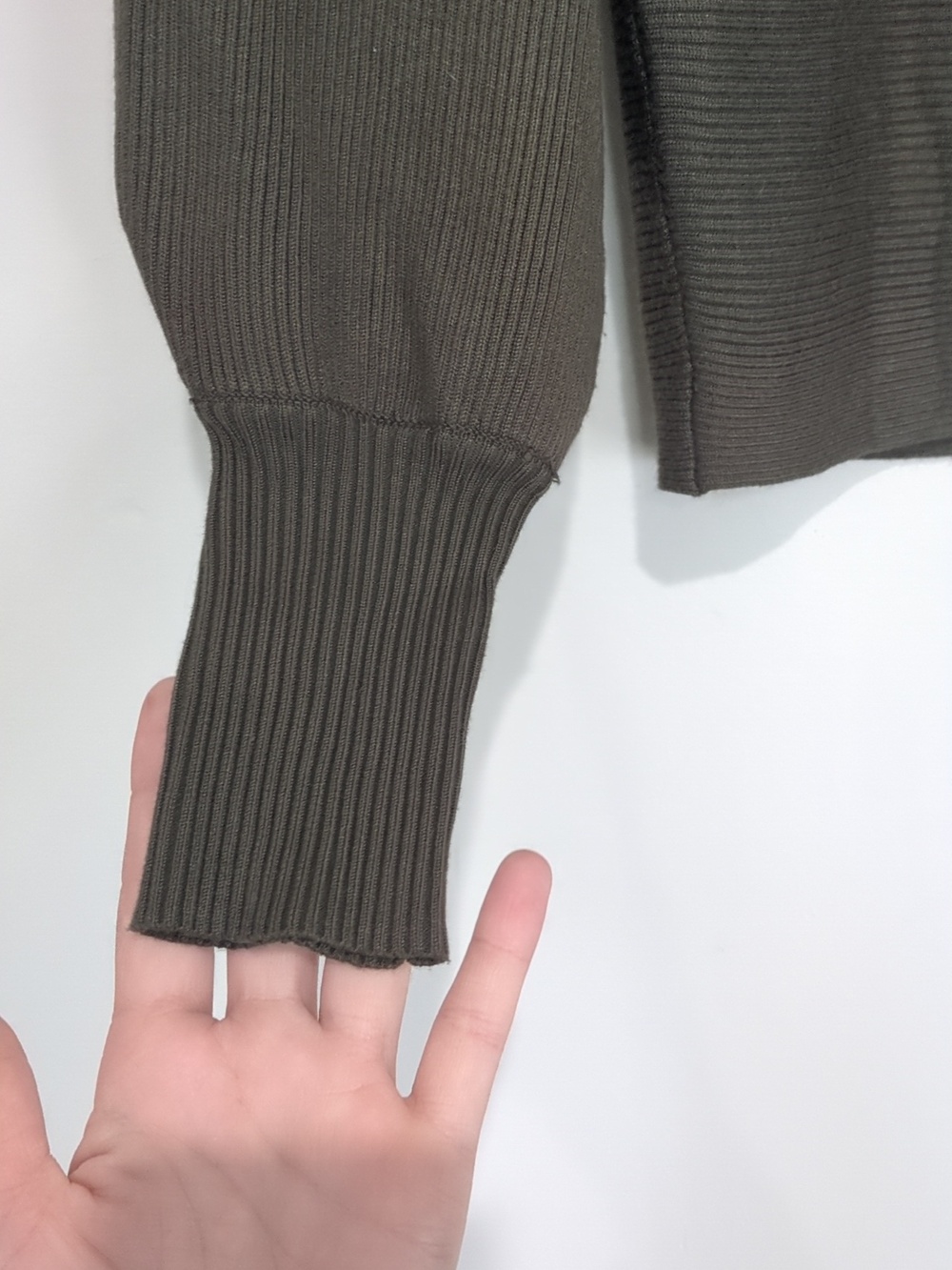 Pink Rose Olive Green Ribbed Crewneck Sweater - Picture 3 of 4